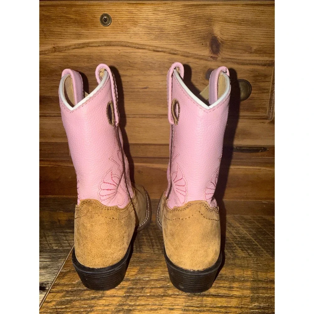Masterson Boot Co Pink Brown Western Cowboy Boots Square Toe RB2012C Size 9M